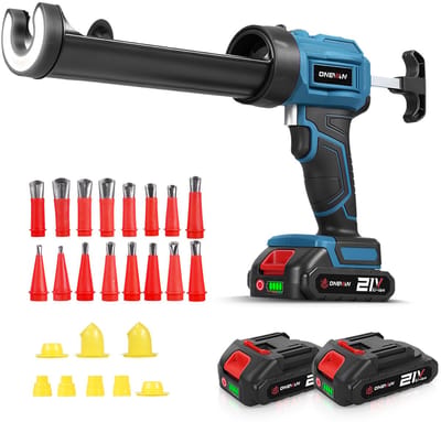 ONEVAN Accu Kitpistool - Elektrische Kitspuit - Cartridgepers - met 2x Accu’s - 4 snelheden en led - voor 300 ml Cartridges - voor afdichten,verzegelen
