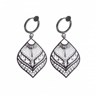 Klem oorbellen- zwart -filigraan-geen gaatje-Charme bijoux