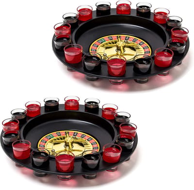 2x drankspel roulette - partyspel - shotglaasjes - alcohol roulette - draairad