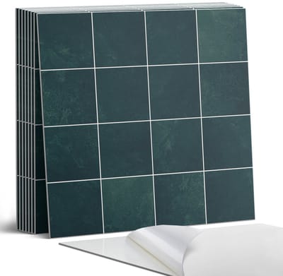 Coloray Plaktegels - Geometrisch tegelpatroon Portugese Tegels - 30 cm x 30 cm - Zwart Plaktegels - 9 stuks - Vierkant PVC Tegels - Plaktegels Keuken - Zelfklevende Vloertegels - Vinyltegels Vloer Zelfklevend - Zelfklevende Tegels