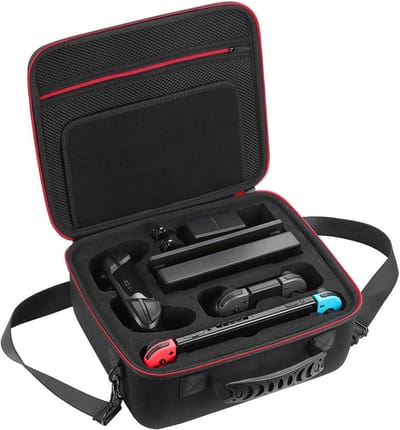 Allecta - Draagtas met harde hoes en vakken voor OLED-model 2021 - Console Pro Controller & Accessoires opbergen - Draagbare reiskoffer met schouderriem