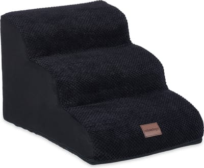Hondentrap - 3 tredes - 33 cm hoog - kleine hond - bed en bank - zwart