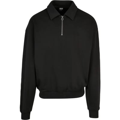 Urban Classics - Shirt Collar Crewneck sweater/trui - S - Zwart
