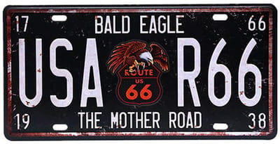 Signs-USA - Souvenir Kentekenplaat - metaal - USA Route 66 Bald Eagle - 15 x 30 cm