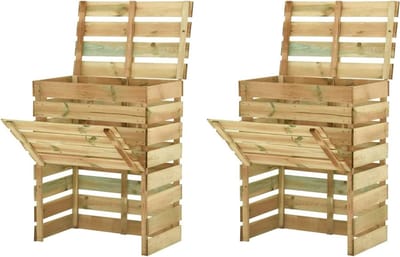 Compostbak Tuin - Composteerbak Hout - Organisch Afval Verwerken - Lamellendesign Luchtcirculatie - 80 x 50 x 100 cm - Houtkleur