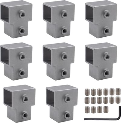 Vierkante Buisverbinders - T-stuk Connectoren - Frame Bouw - 3-Weg Verbinding - 25mm Vierkant - Zilver