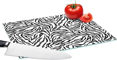 Glazen Snijplank - 28x20 - Tijgerprint - Zwart - Wit - Dieren - Patronen - Snijplanken Glas
