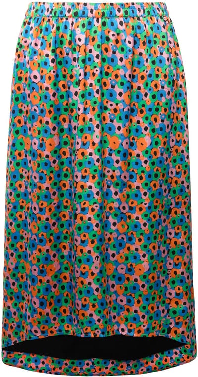 Studio Untold - Dames - Midirok A-lijn gekleurde bloemenprint - Mandarijn - Maat 50+