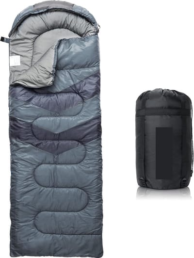 Famanu - Slaapzak Volwassenen & Kind/ met Compressiezak – Ultralichte 3-4 Seizoen Bag Outdoor Waterdichte Lichtgewicht Klein Backpack Zomer Winter – Camping Kamperen Travel 1 Persoon