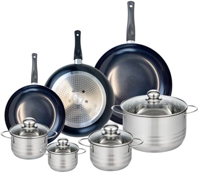 Set van 3 Kookpannen 24, 28 en 32 cm en 4 braadpannen 12, 14, 16 en 24 cm Elo Prima Brillant