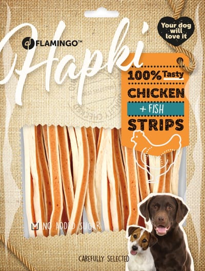 Hondensnack – strips met kip & vis – hondensnacks – honden snacks – hondensnoepjes – glutenvrij – zonder toegevoegde suikers – 400g