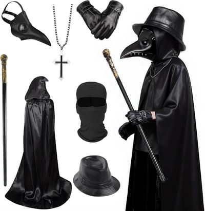 Plague Doctor Kostuum voor Mannen en Kinderen - Middeleeuwse Steampunk Halloween Outfit en Cosplay voor Volwassenen en Kinderen
