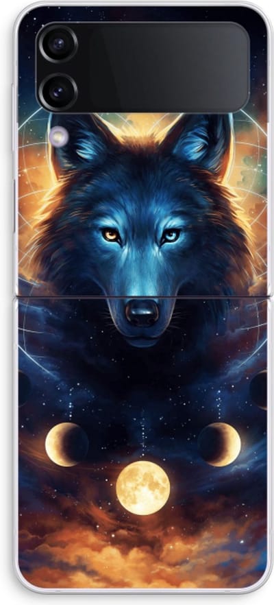 Case Company® - Hoesje geschikt voor Samsung Galaxy Z Flip4 hoesje - Wolf Dreamcatcher - Soft Cover Telefoonhoesje - Bescherming aan alle Kanten en Schermrand