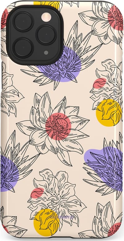 Casetastic Hoesje Geschikt voor Apple iPhone 11 Pro - Stijlvolle Beschermende Duo-layer Case - Bloemenschets