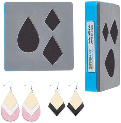 VT Goods - Lederen snijden - DIY Craft - Duurzaam en herbruikbaar - 10x10cm - Waterdruppel en diamantvorm - Perfect voor sieraden maken - Inclusief ...