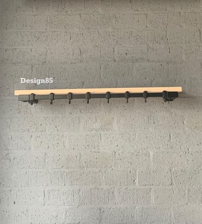 Design85 Wandkapstok met hoedenplank 100 cm breed 20 cm diep 8 haken Vierkante kokers