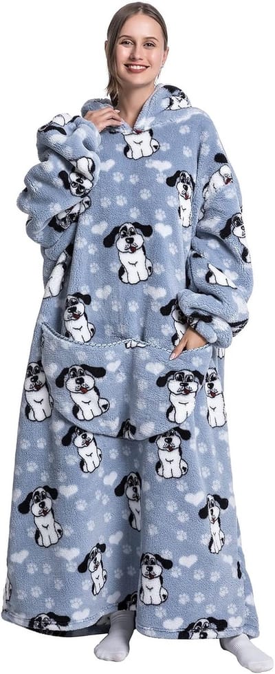 Extra lange, draagbare hoodiedeken - Super warme en knusse dekentrui voor dames en heren met capuchon