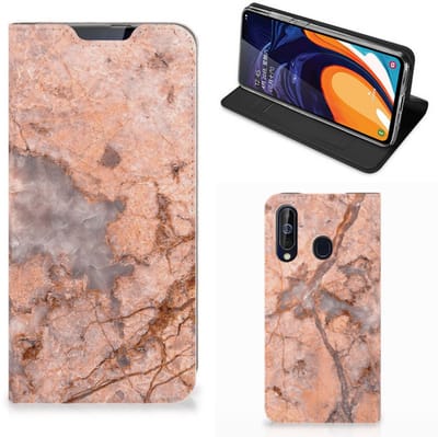 Samsung Galaxy A60 Standcase Marmer Oranje