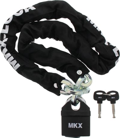 MKX-LOCK Kettingslot 10mm 120cm - voor scooter & motor - gehard staal