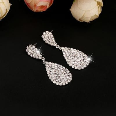 Schitterende luxe Oostenrijkse kristal volle clip oorbellen zonder piercing clip op oorbel voor vrouwen bruiloft feest gala sieraden gray
