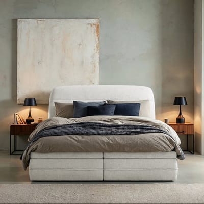 Mörgenn Boxspring met Opbergruimte Nordic - Ivoor / Off White - Zonder matras - 140x200 cm
