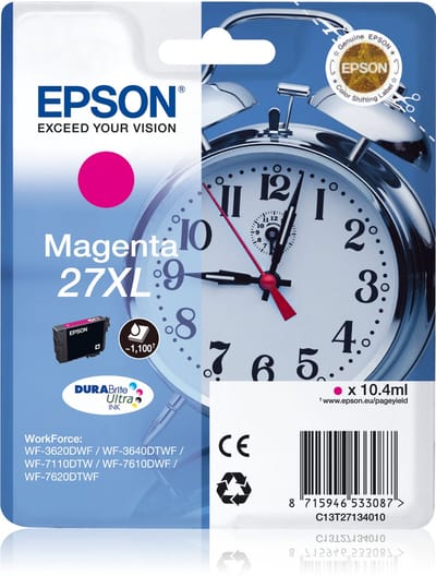 EPSON 27XL ink cartridge magenta high capacity 10.4ml 1.100 pages 1-pack RF-AM blister - DURABrite ultra ink