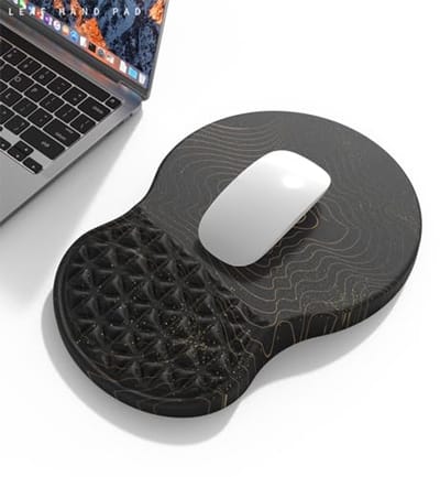 Ergonomische muismat met polssteun en antislip basis - Pijnstillende bureau muismat in zwart-goud
