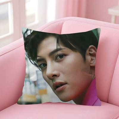 Housse de coussin imprimée recto-verso Acteur Ji cool Chang wook Peluche courte Convient pour salons chambres à coucher canapés coussin d'appoint 35x35cm
