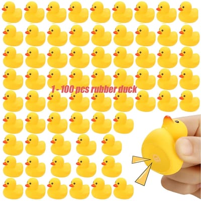 1-100 Stuks Mini Rubberen Eendjes Set Groothandel Drijvend Piepend Kleine Eendjes Rubberen Eend Speelgoed Voor Kinderen Feest Verjaardag Benodigdheden yellow