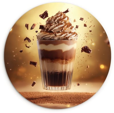 WallCircle® Wandcirkel 30x30 cm - Muurcirkel Dessert - Chocolade - Zoet - Eten - Muurdecoratie woonkamer - Wanddecoratie keuken - Kamer decoratie accessoires - Ronde schilderijen