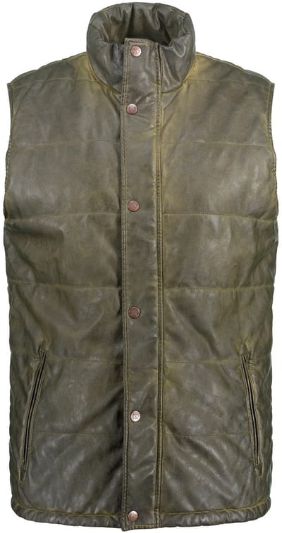 JP 1880 - Heren - Gewatteerde bodywarmer outdoor vintage leren look - Dennengroen - Maat 3XL