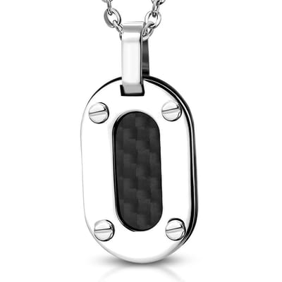 Amanto Ketting Gerbad - 316L Staal - Carbon - Tweezijdig - 28x17mm - 50cm