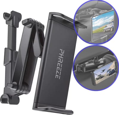 Phreeze - Tablethouder Auto Hoofdsteun - Tablet Houder Auto - Tablet Autohouder - Uitschuifbaar - Inklapbaar - Draaibaar - Universeel - Geschikt voor o.a. 8.7 / 9.7 / 10.2 / 10.4 / 10.5 / 10.9 / 11 / 12.4 inch