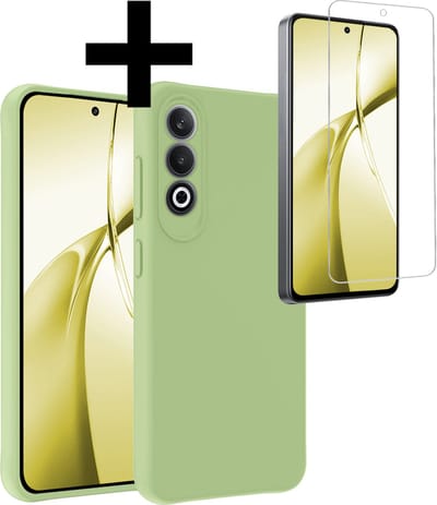 Hoesje - Met Screenprotector - Geschikt voor OnePlus Nord CE4 - Sterk & Shockproof - Back Cover - Siliconen Case - Telefoon Hoes - Telefoonhoesjes - Groen