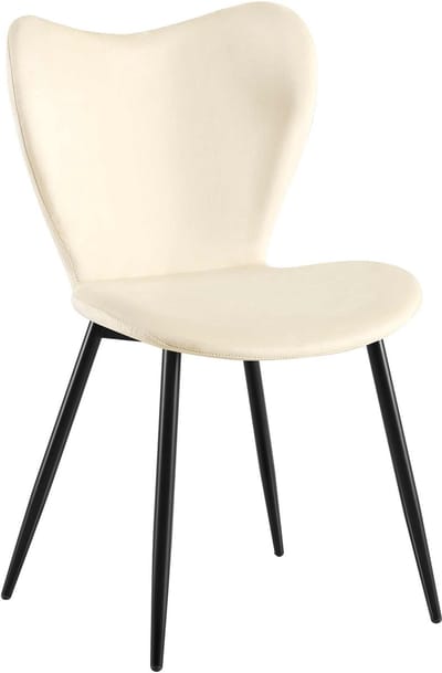 CLP Maika Eetkamerstoel - klassiek - keukenstoel - met rugleuning en zwart metalen frame - maximaal 150 kg - Fluweel/creme
