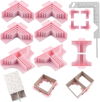 7-pack metalen hoekklemmen en gidsen voor boeken, dozen en diorama's - verschillende diktes