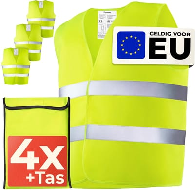 Dailygoods- Veiligheidsvest Reflecterend - Hoge Zichtbaarheid - Gecertificeerd EN ISO 20471 - Universele Maat - Ideaal voor Auto/Bouw - Inclusief Tas - Veiligheidskleding