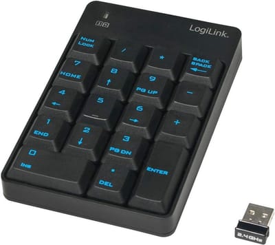 Draadloos Numeriek Toetsenbord - 2.4 GHz, 10 m, Zwart
