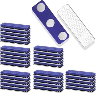 Magnetische Naamlabels voor Kleding - 30 Stuks, 3-Punt Magneten voor School, Kantoor en Beurzen, 45 x 13 mm, Herbruikbaar en Duurzaam