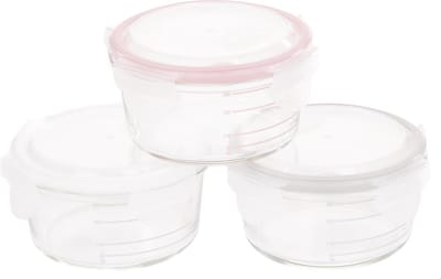 Bo Jungle - Voorraadpotten in glas met deksel - Bewaarpotjes Babyvoeding - Vaatwasbestendig - Geschikt voor magnetron oven en vriezer - Luchtdicht - Inhoud 360 ml - Bowls Glass Wit Grijs Roze