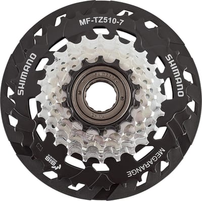 Shimano MF-TZ510 Screw-On cassette 7-speed met spaakbeschermer, zwart/zilver