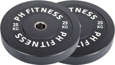 PH Fitness Bumper Plates 25KG Set - Olympische Halterschijven van Rubber - 50 mm - 2 STUKS