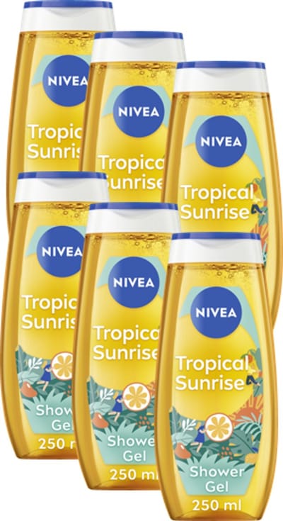 NIVEA Tropical Sunrise Douchegel – Shower Gel - Exotische vruchtengeur - Voordeelverpakking - 6x 250 ml
