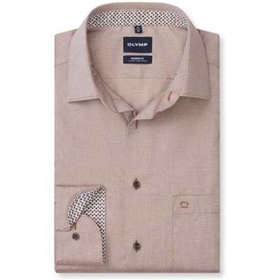 OLYMP Luxor Overhemd, Modern Fit, New Kent, Nougat