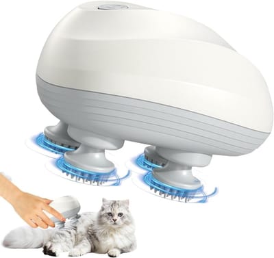 Draadloze Elektrische Hoofdmassage met 4 Opzetstukken - IPX7 Waterdichte Honden- en Kattenmassage voor Volledige Lichaamsontspanning