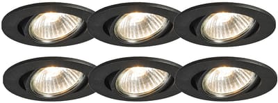 QAZQA cisco - Moderne Inbouwspot - 6 stuks - Ø 8.9 cm - Zwart - Woonkamer | Slaapkamer | Keuken