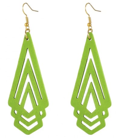 Zilveren houten oorbellen groen Toronto - Charme Bijoux