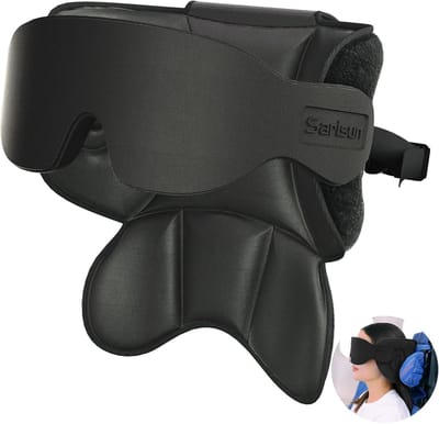 Thijox - Reiskussen Vliegtuig met Slaapmasker - 360° Neksteunkussen voor Comfortabele Reis - Draagbaar en Verstelbaar - Zwart - Ideaal voor Vliegtuigs