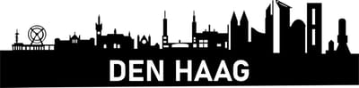 Skyline muursticker Den Haag - Skyline - Steden - Monomeer high tack - Zwart – Den Haag