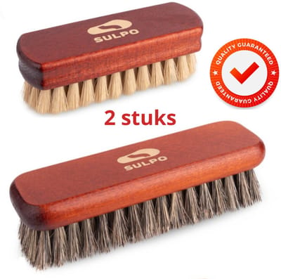 2 stuks luxe borstel voor schoenverzorging-beukenhout-paardenhaar-top kwaliteit-schoenen